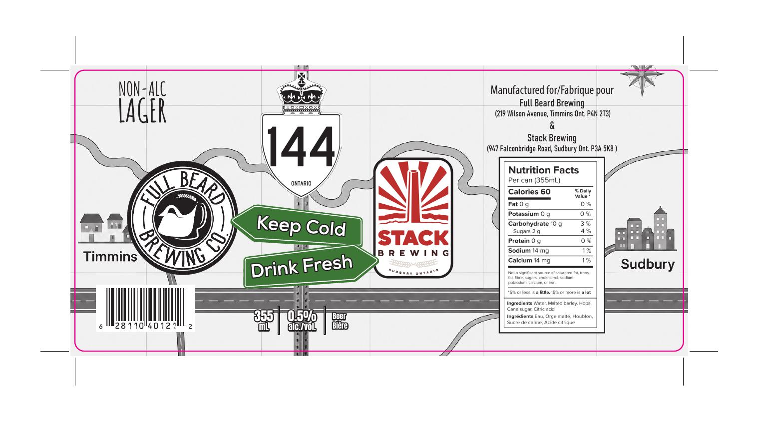 144 NORTH NON-ALC LAGER .05ABV OR less 355mL